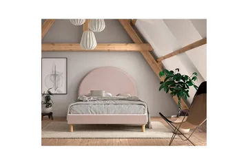 Seng med 2 natborde Moon 140x200 cm Lyserød - Lyserød - Møbler - Børnemøbler - Børneseng & juniorseng