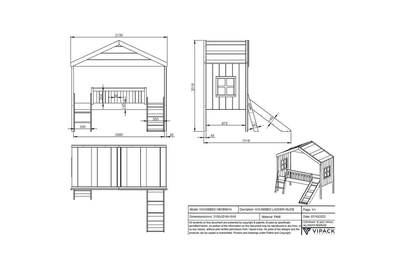 Seng med rutsjebane Bousebed - Møbler - Børnemøbler - Børneseng & juniorseng - Husseng