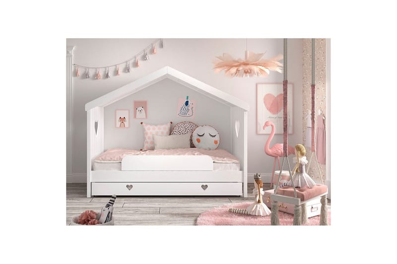 Seng med skuffe faldbeskyttelse Amori Hvid - Møbler - Børnemøbler - Børneseng & juniorseng - Husseng