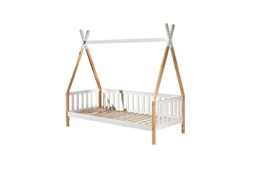 Seng med Skuffe Tipi Natur, Med hegn - Natur, Med hegn - Møbler - Børnemøbler - Børneseng & juniorseng - Husseng