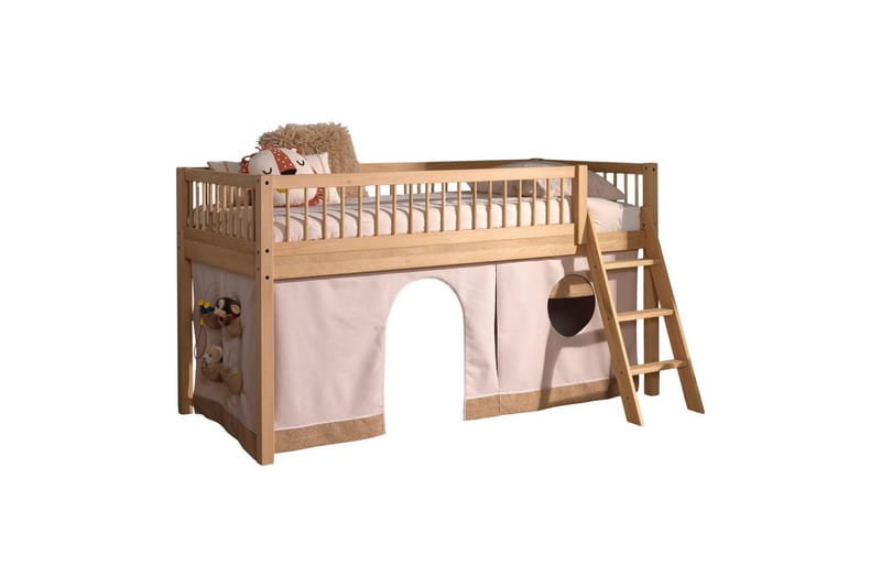 Seng med tekstilsæt, halvhøj seng Forrest Egetræ, Egetræ