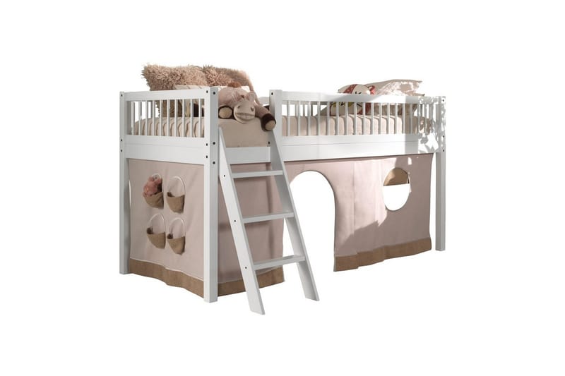 Seng med tekstilsæt, halvhøj seng Forrest Hvid, Hvid