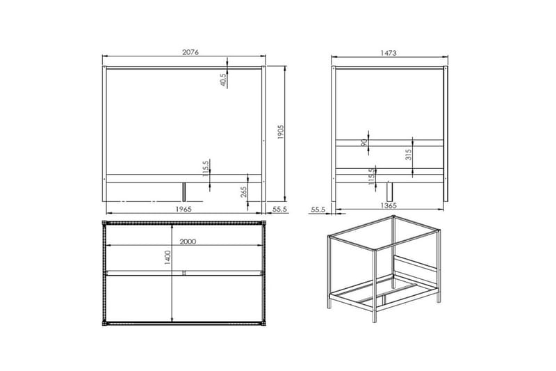 Seng med tekstilsæt Pino Lærred - Møbler - Børnemøbler - Børneseng & juniorseng