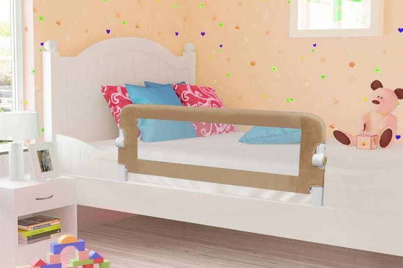 sengegelænder til barneseng 102 x 42 cm polyester gråbrun - Brun - Møbler - Børnemøbler - Børneseng & juniorseng