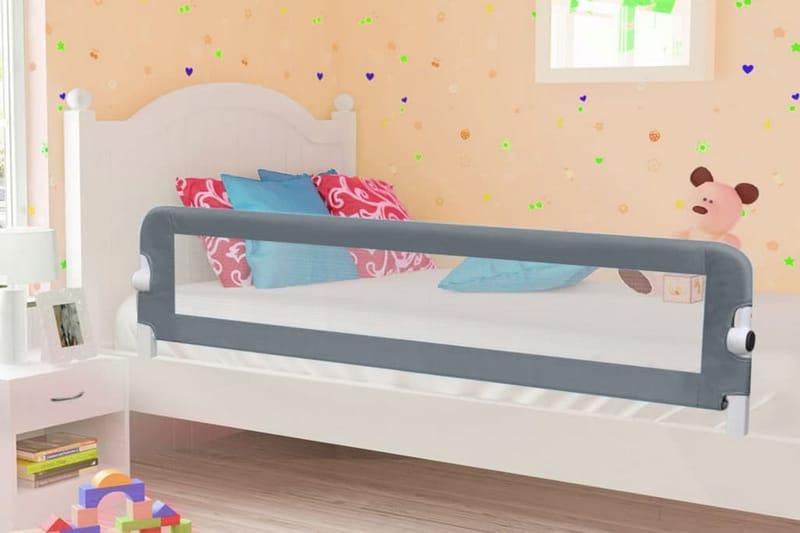 sengegelænder til barneseng 180 x 42 cm polyester grå - Grå - Møbler - Børnemøbler - Børneseng & juniorseng