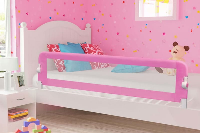 sengegelænder til barneseng 180 x 42 cm polyester pink - Lyserød - Møbler - Børnemøbler - Børneseng & juniorseng