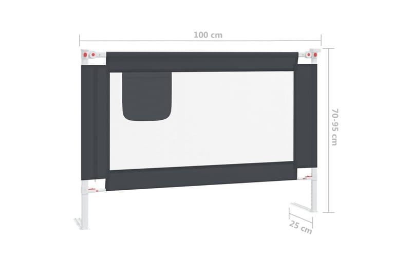 sengehest 100x25 cm stof mørkegrå - Grå - Møbler - Børnemøbler - Børneseng & juniorseng