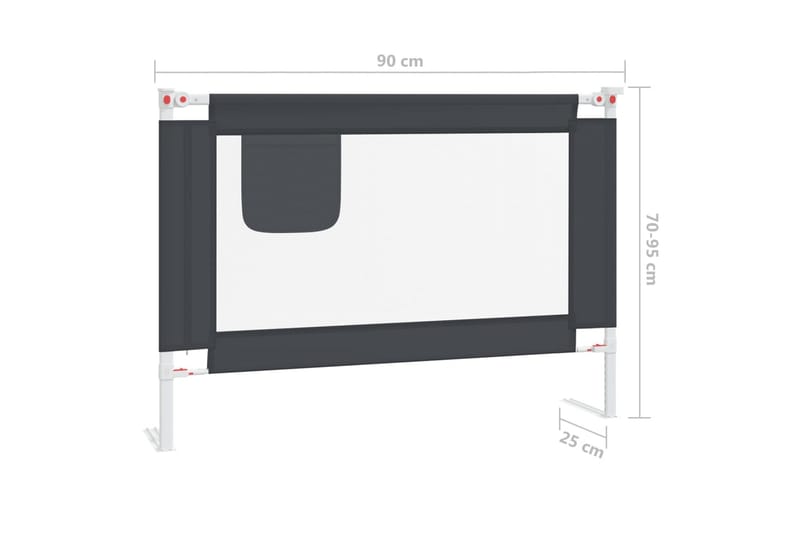 sengehest til børneseng 90x25 cm stof mørkegrå - Grå - Møbler - Børnemøbler - Børneseng & juniorseng