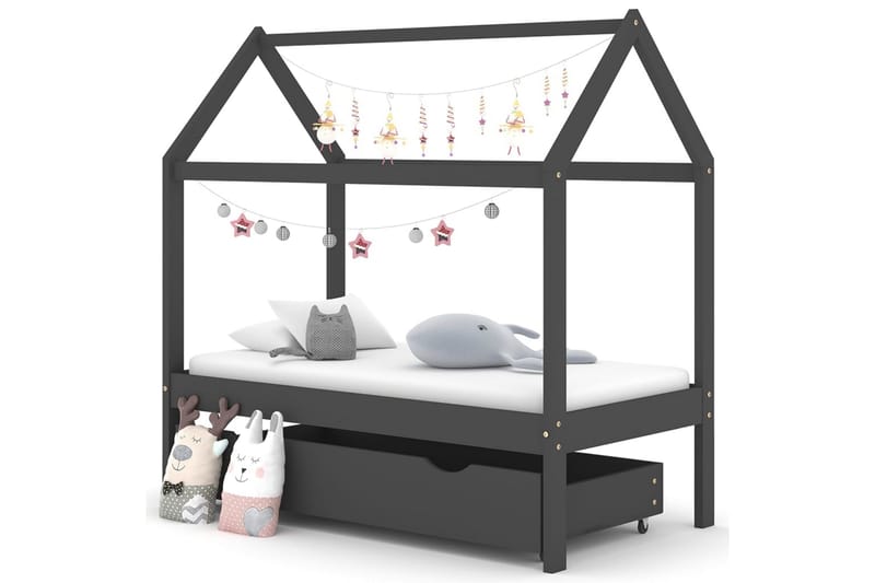 sengestel til børn + skuffe 70x140 cm massivt fyrretræ - Grå - Møbler - Børnemøbler - Børneseng & juniorseng
