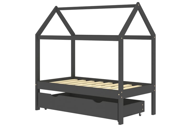 sengestel til børn + skuffe 70x140 cm massivt fyrretræ - Grå - Møbler - Børnemøbler - Børneseng & juniorseng