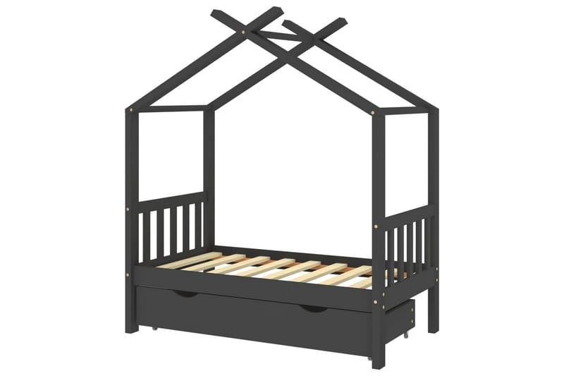 sengestel til børn + skuffe 70x140 cm massivt fyrretræ - Grå - Møbler - Børnemøbler - Børneseng & juniorseng