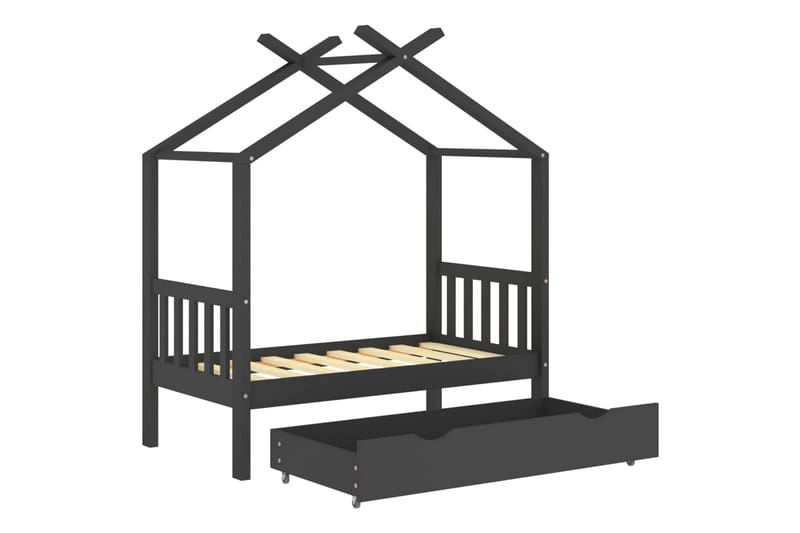 sengestel til børn + skuffe 70x140 cm massivt fyrretræ - Grå - Møbler - Børnemøbler - Børneseng & juniorseng