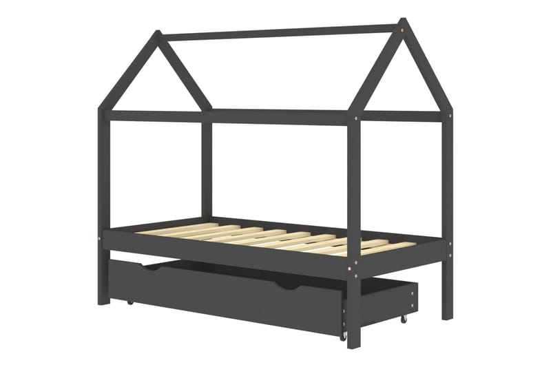 sengestel til børn + skuffe 80x160 cm massivt fyrretræ - Grå - Møbler - Børnemøbler - Børneseng & juniorseng