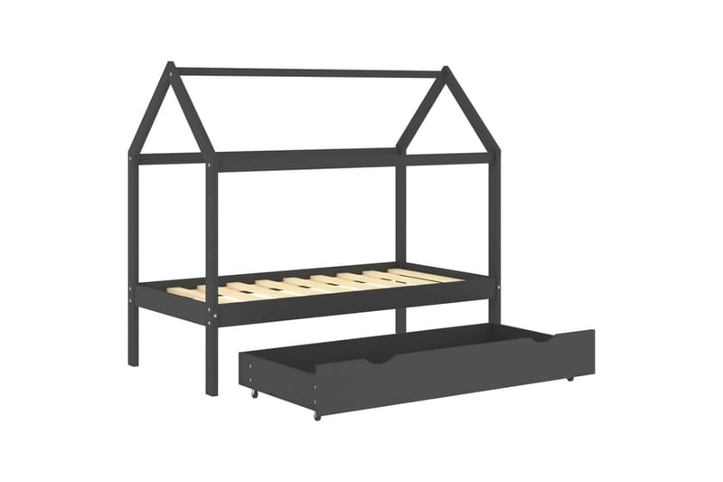 sengestel til børn + skuffe 80x160 cm massivt fyrretræ - Grå - Møbler - Børnemøbler - Børneseng & juniorseng
