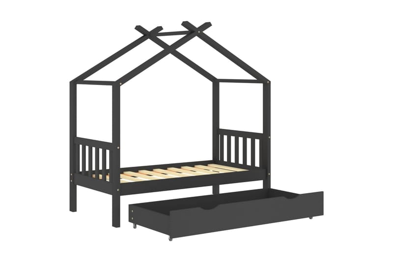 sengestel til børn + skuffe 80x160 cm massivt fyrretræ - Grå - Møbler - Børnemøbler - Børneseng & juniorseng