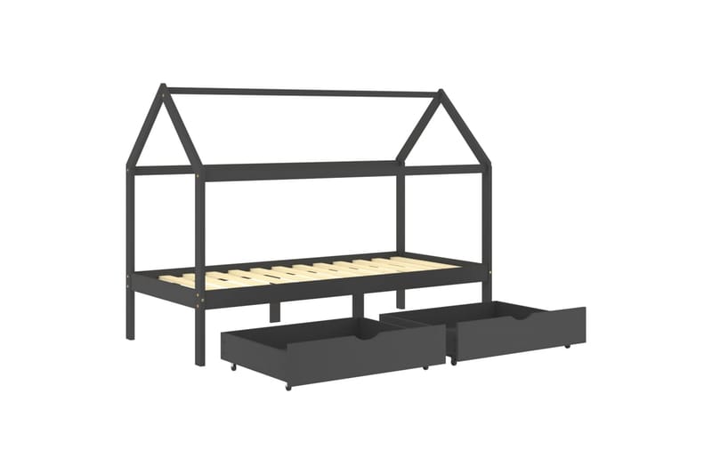 sengestel til børn + skuffer 90x200 cm massiv fyrretræ - Grå - Møbler - Børnemøbler - Børneseng & juniorseng