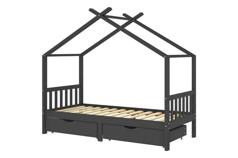 sengestel til børn + skuffer 90x200 cm massiv fyrretræ - Grå - Møbler - Børnemøbler - Børneseng & juniorseng