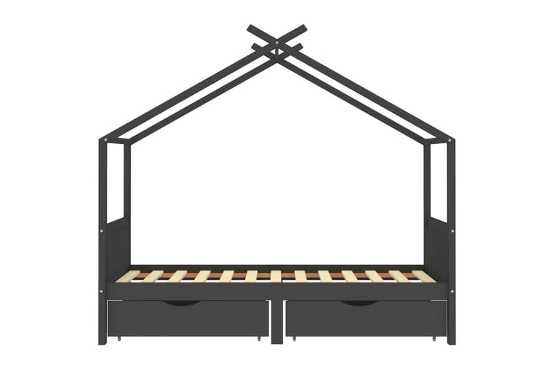 sengestel til børn + skuffer 90x200 cm massiv fyrretræ - Grå - Børneseng & juniorseng - Enkeltseng barn