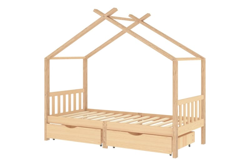 sengestel til børn 90x200 cm med skuffer massivt fyrretræ - Brun - Møbler - Børnemøbler - Børneseng & juniorseng