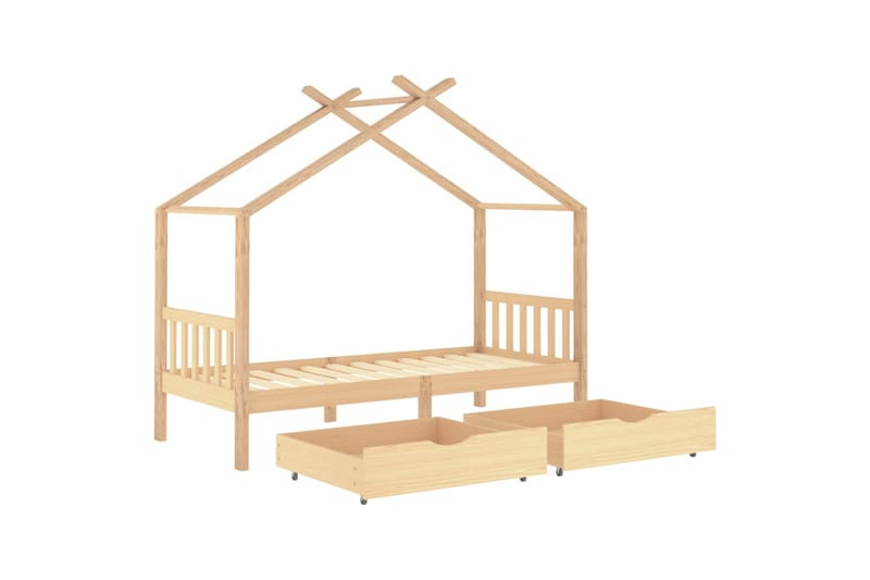 sengestel til børn 90x200 cm med skuffer massivt fyrretræ - Brun - Møbler - Børnemøbler - Børneseng & juniorseng
