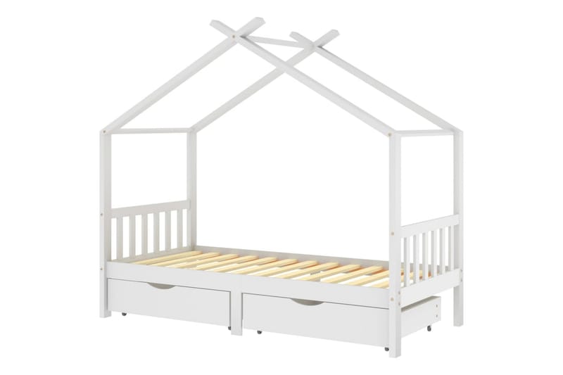 sengestel til børn 90x200 cm med skuffer massivt fyrretræ - Hvid - Møbler - Børnemøbler - Børneseng & juniorseng