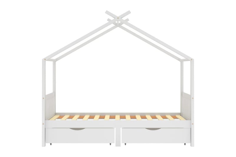 sengestel til børn 90x200 cm med skuffer massivt fyrretræ - Hvid - Møbler - Børnemøbler - Børneseng & juniorseng