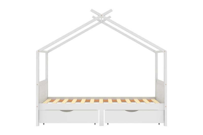 sengestel til børn 90x200 cm med skuffer massivt fyrretræ - Hvid - Børneseng & juniorseng - Enkeltseng barn
