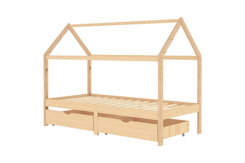 sengestel til børn med skuffer 90x200 cm massivt fyrretræ - Brun - Møbler - Børnemøbler - Børneseng & juniorseng