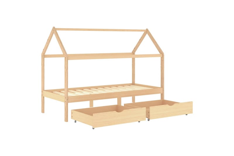 sengestel til børn med skuffer 90x200 cm massivt fyrretræ - Brun - Møbler - Børnemøbler - Børneseng & juniorseng