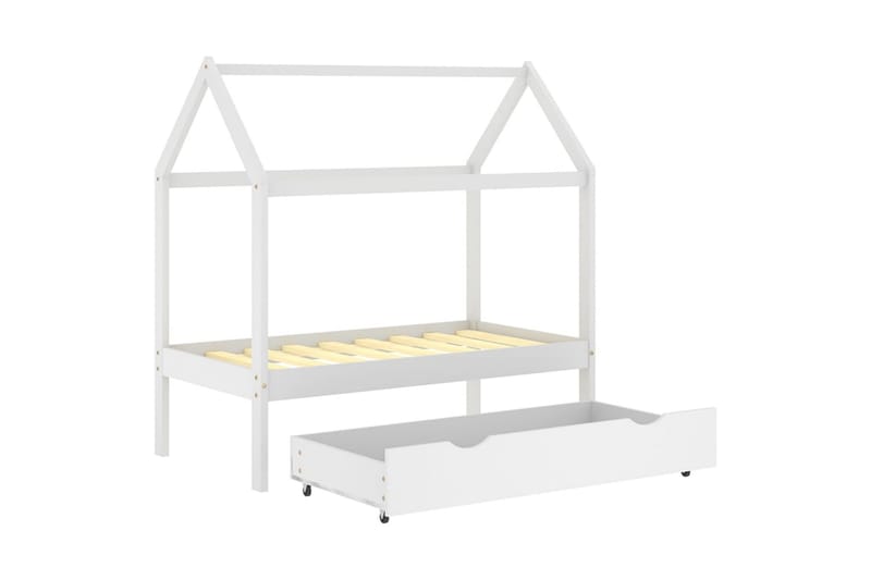 sengestel til børneseng 70x140 cm med skuffe fyrretræ hvid - Hvid - Møbler - Børnemøbler - Børneseng & juniorseng