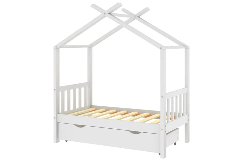 sengestel til børneseng 70x140 cm med skuffe fyrretræ hvid - Hvid - Møbler - Børnemøbler - Børneseng & juniorseng