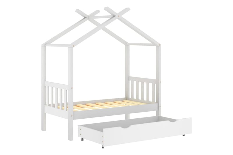 sengestel til børneseng 70x140 cm med skuffe fyrretræ hvid - Hvid - Møbler - Børnemøbler - Børneseng & juniorseng
