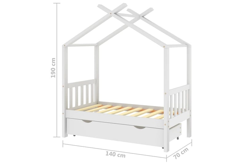 sengestel til børneseng 70x140 cm med skuffe fyrretræ hvid - Hvid - Børneseng & juniorseng - Enkeltseng barn