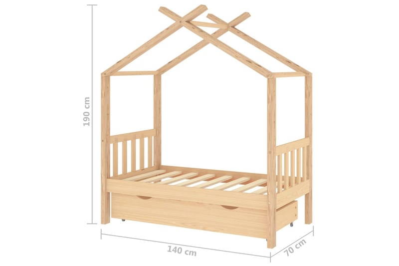 sengestel til børneseng 70x140cm m. skuffe massivt fyrretræ - Brun - Børneseng & juniorseng - Enkeltseng barn