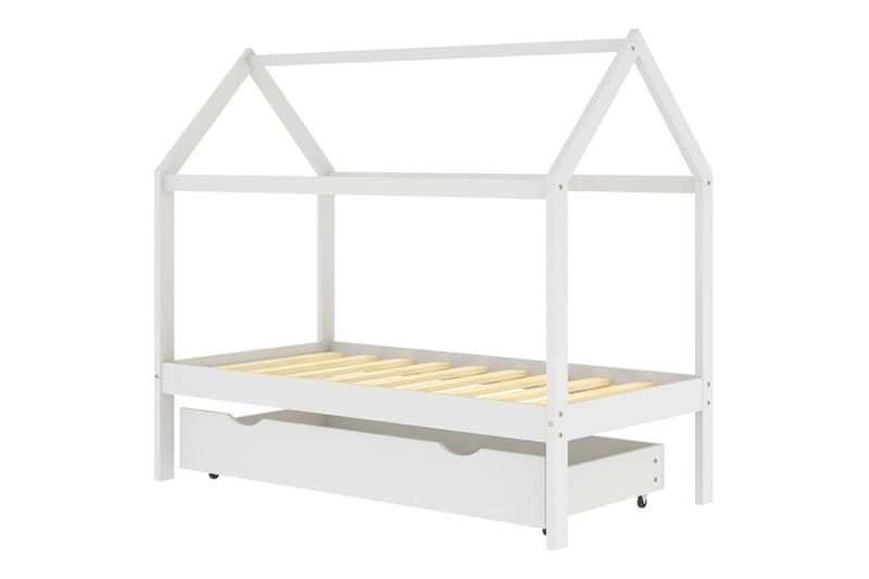 sengestel til børneseng 80x160 cm med skuffe fyrretræ hvid - Hvid - Møbler - Børnemøbler - Børneseng & juniorseng