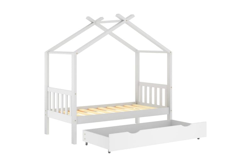 sengestel til børneseng 80x160 cm med skuffe fyrretræ hvid - Hvid - Møbler - Børnemøbler - Børneseng & juniorseng