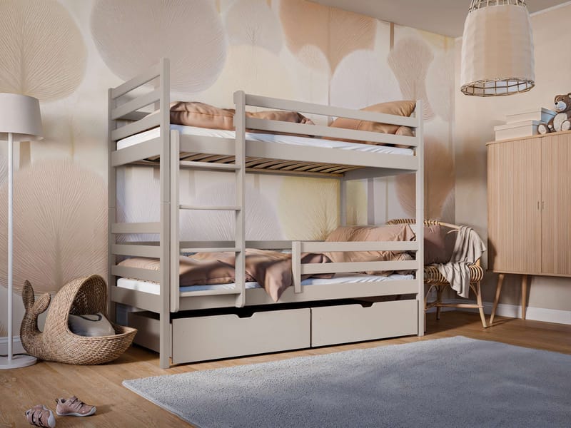 Suno Køjeseng to sovepladser 90x200 cm - Beige - Møbler - Børnemøbler - Børneseng & juniorseng - Køjeseng børn
