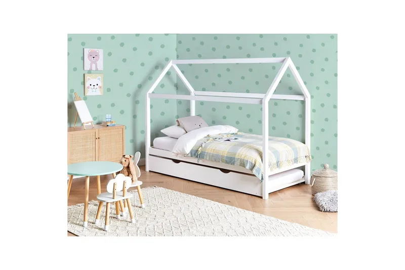 Udtrækkelig børneseng Crillon - Hvid - Møbler - Børnemøbler - Børneseng & juniorseng - Husseng