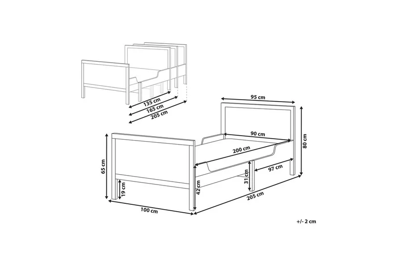 Udtrækkelig småbørnsseng Montigny - Hvid - Møbler - Børnemøbler - Børneseng & juniorseng - Vokseseng