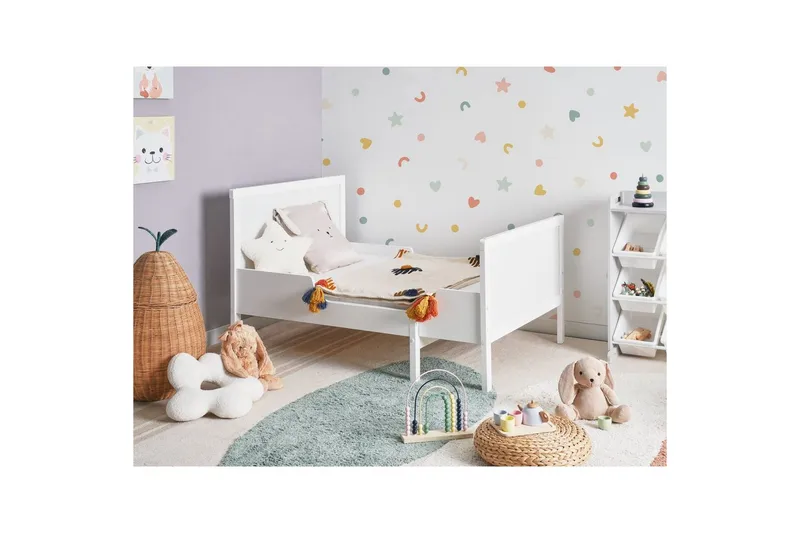 Udtrækkelig småbørnsseng Montigny - Hvid - Møbler - Børnemøbler - Børneseng & juniorseng - Vokseseng