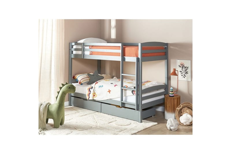 Våningssäng med lådor Beliani Regat med lådor Grå Grey - Møbler - Børnemøbler - Børneseng & juniorseng - Køjeseng børn