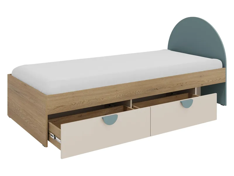 Zarek Juniorseng 90x200 cm - Brun, blå og beige - Møbler - Børnemøbler - Børneseng & juniorseng