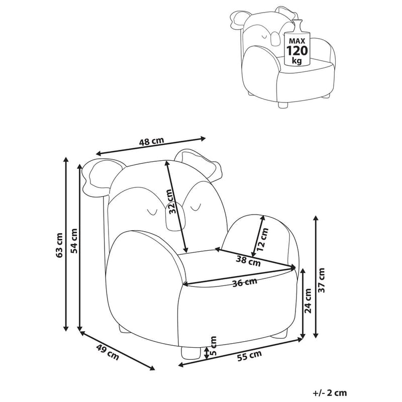 Børnelænestol Hervik - Beige, hvid, brun/55x49x63 - Møbler - Børnemøbler - Børnestol - Børne lænestol