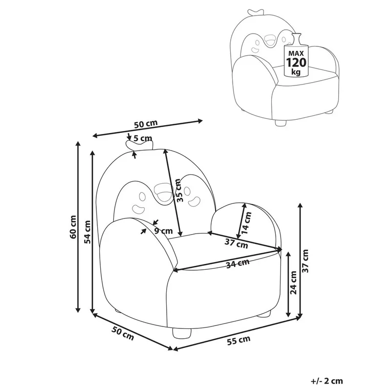 Børnelænestol Hervik - Grå, hvid, brun/50x55x60 - Møbler - Børnemøbler - Børnestol - Børne lænestol