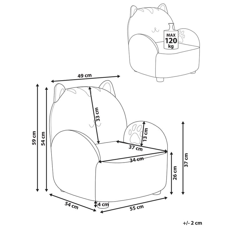 Børnelænestol Zoar - Beige, brun - Møbler - Børnemøbler - Børnestol - Børne lænestol