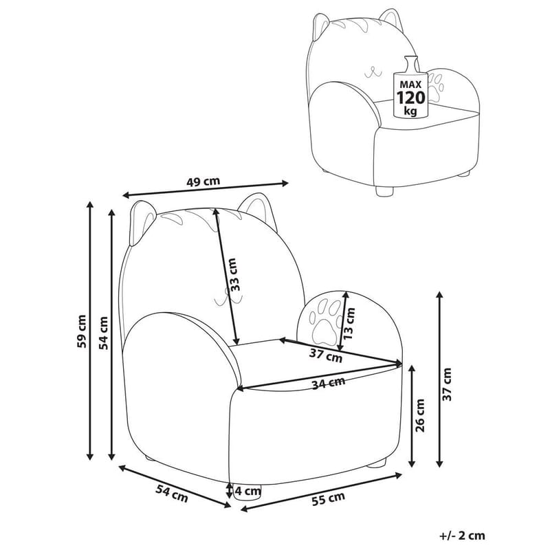 Børnelænestol Zoar - Hvid, brun - Møbler - Børnemøbler - Børnestol - Børne lænestol