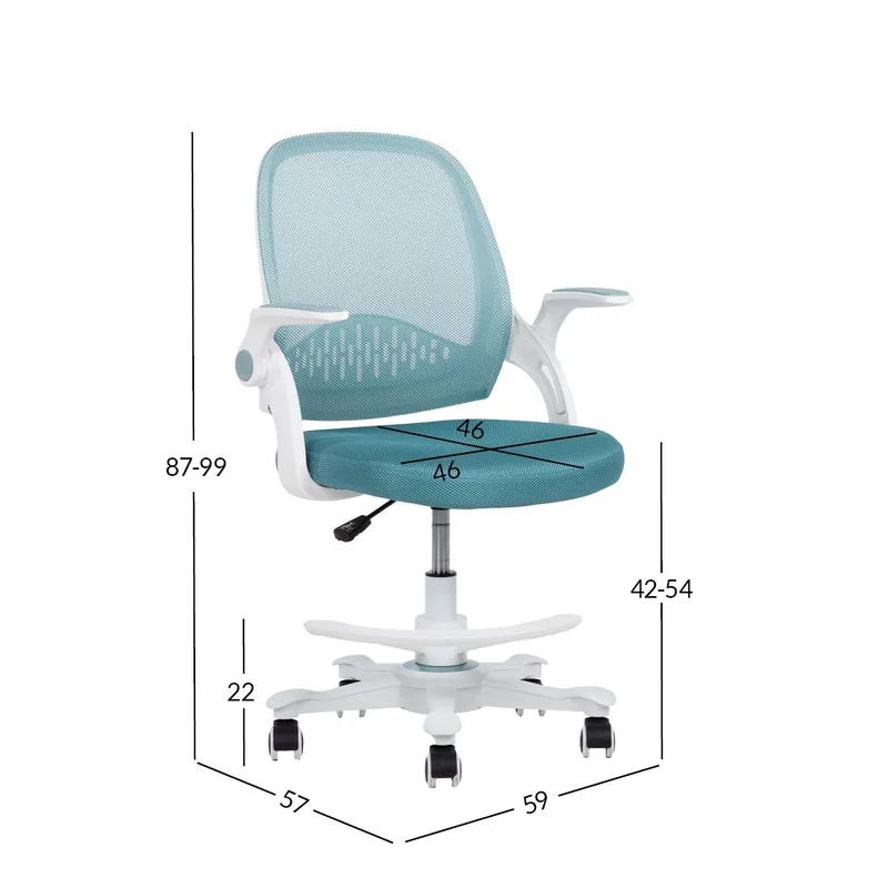 Børneskrivebordsstol HOME4YOU Emmy med fodstøtte Turkis - turkis - Møbler - Børnemøbler - Børnestol - Skrivebordsstole børn