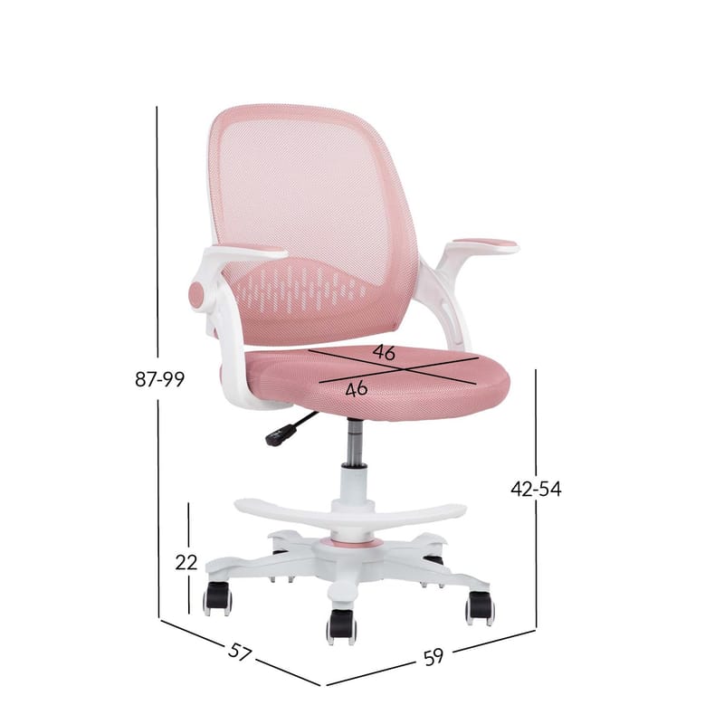 Børneskrivebordsstol HOME4YOU Emmy med fodstøtte Pink - pink - Møbler - Børnemøbler - Børnestol - Skrivebordsstole børn