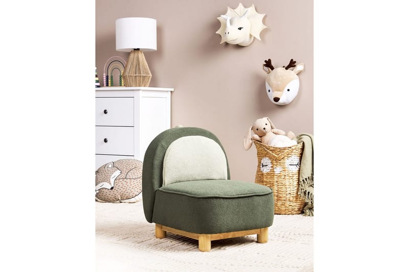 Børnestol Faborg Grønt/lyst træ/beige - Grønt/lyst træ/beige - Møbler - Børnemøbler - Børnestol - Børne lænestol