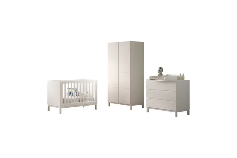 Byrå med skötbord babysäng garderob Jaxx Eva Jaxx White - Møbler - Børnemøbler - Børnemøbelsæt